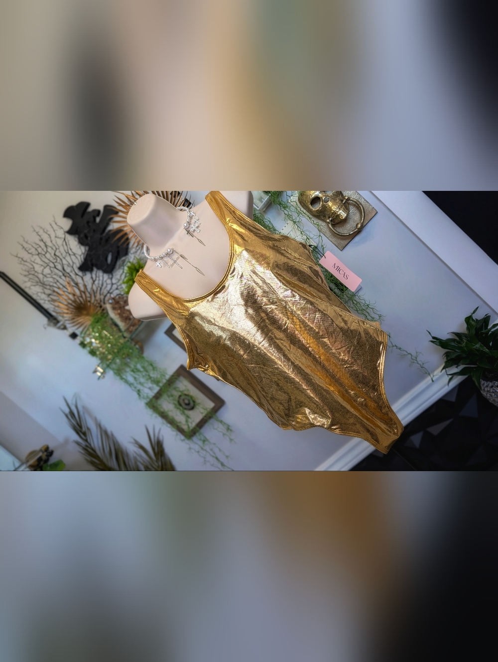 Mica Metallic Gold Swimwear Bathing Suit XL NWT